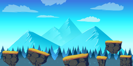 Cartoon landscape for game, illustration with separate layers. illustration for your design.の写真素材