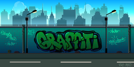 Graffiti wall background, urban artの写真素材