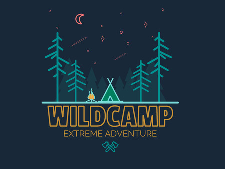 Stay Wild Camping Child ,Hand Drawn t Shirt Print,camping and adventure forest badge logo, emblem logo, label design. illustration,Typographic Designの写真素材