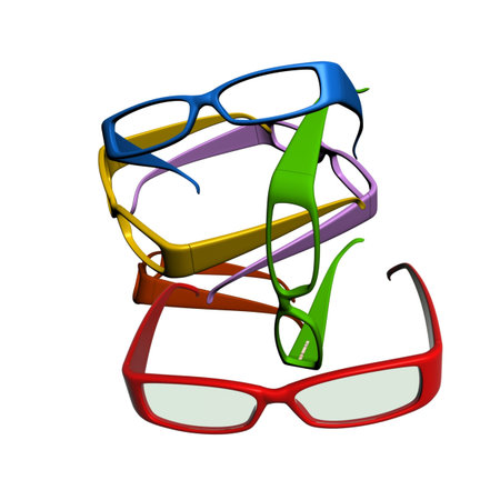Colourful fancy colored sun glasses on white background