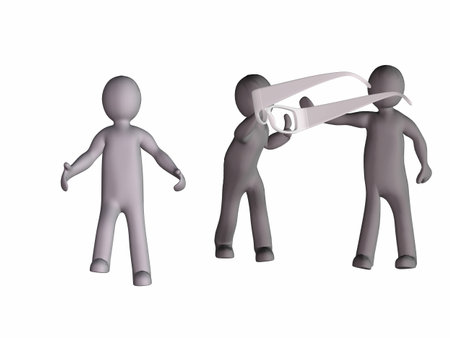 3d men in optical eyeglasses on white background の写真素材