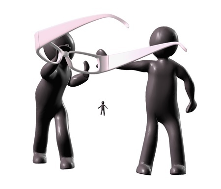 3d men in optical eyeglasses on white background の写真素材