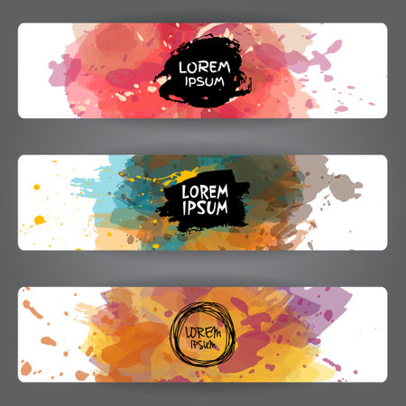 Set of banners with watercolor splashes.のイラスト素材