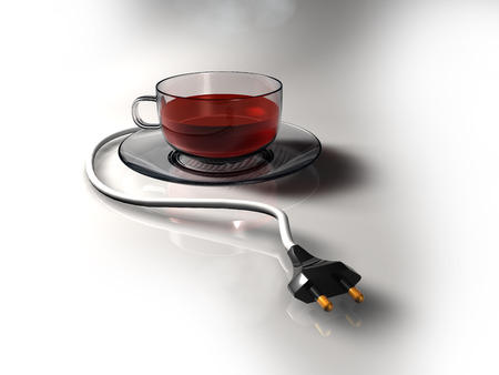 Plug-in  Cup of tea with EU/US plug.の写真素材