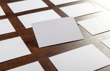 Photo of business cards. Mock-up for branding identity. For graphic designers presentations and...