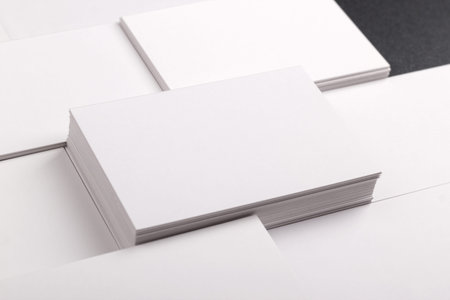 Photo of business cards. Template for branding identity. For graphic designers presentations and...