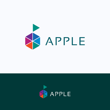Apple hexagon cube triangle logo.のイラスト素材