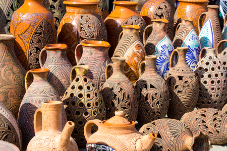 Uzbekistan clay jar textureの写真素材