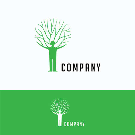 Company genealogical tree logo. Man family tree logo template. Headhunter logotype with family treeのイラスト素材