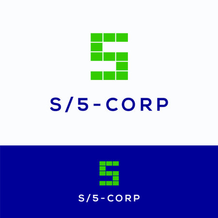 S 5 maze brick tile flat type. Sport green technology logo.