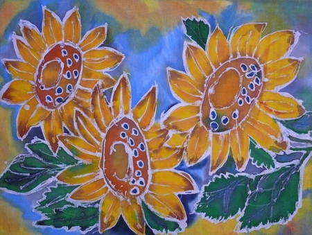 Sunflowers. A batic.の写真素材