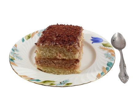 Piece of a pie on a plate with a teaspoonの写真素材