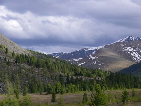 Clouds above Sayan mountainsの写真素材