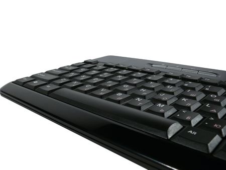 The black keyboard on a white backgroundの写真素材