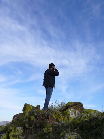 The man calls by phoneの写真素材