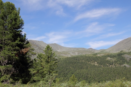 Mountain landscape in the Western Sayan mountainsの写真素材