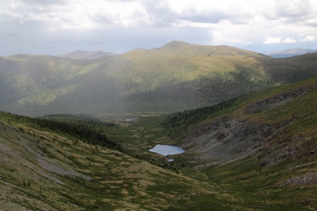 Lake at a mount foot  A kind from pass の写真素材