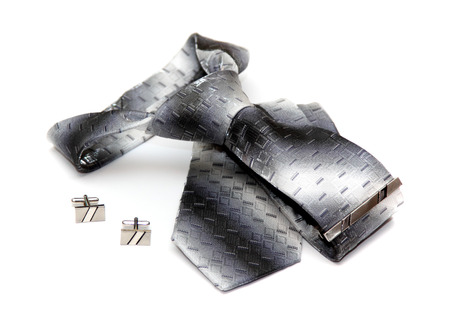 The combined tie with a clip and cuff linksの写真素材