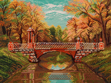 The foot bridge through a channelの写真素材