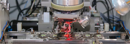 Precision technology in action with automated machinery performing intricate tasks in a modern...