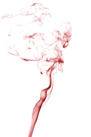 Red smoke movement on a white background.の写真素材