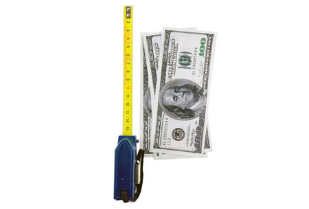 The tape measure and dollars Will go up...の写真素材