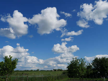 blue sky and white cloudsのeditorial素材