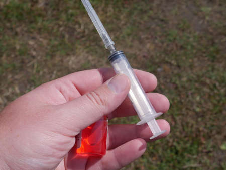 medicine with a syringe for injectionの写真素材