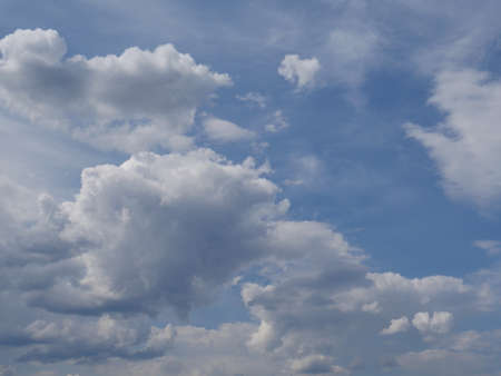 blue sky with white clouds in summerの写真素材