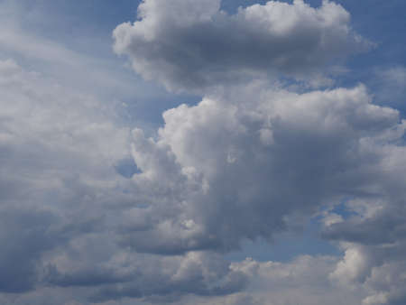 blue sky with white clouds in summerの写真素材