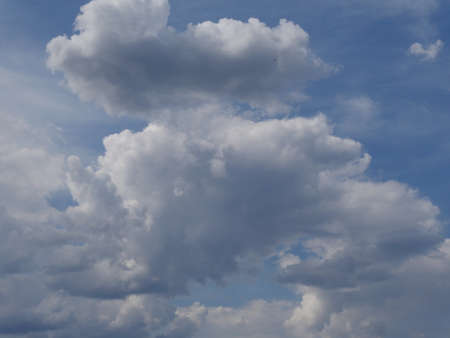blue sky with white clouds in summerの写真素材
