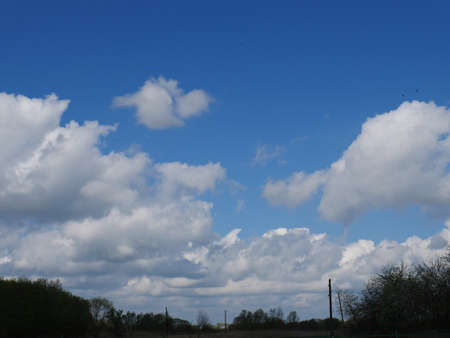 Clear blue sky and white cloudsの写真素材