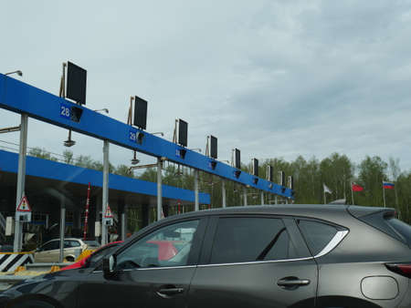 check point for the entrance of the toll roadの写真素材