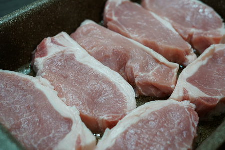 Pieces of raw meatの写真素材