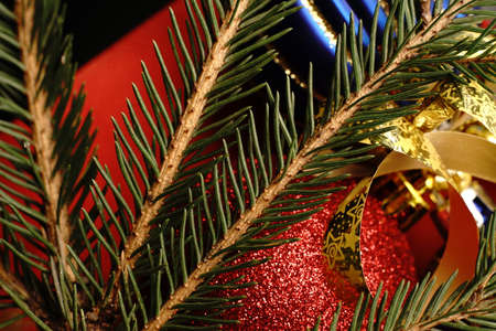 Christmas toys that are hung on the tree. Closeの写真素材