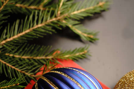 Christmas toys that are hung on the tree. Closeの写真素材