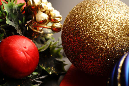 Christmas toys that are hung on the tree. Closeの写真素材