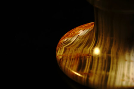 The stem of the glass is made of onyx. Glass made of handmade stone.の写真素材