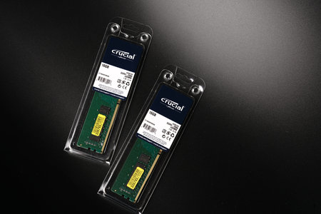 Moscow, Russia - march 3 2021: Branded RAM bars for a high-capacity personal computer on a black...