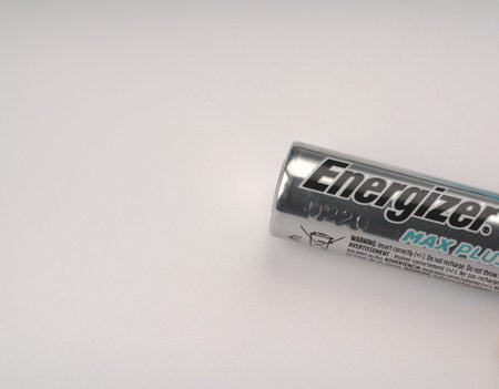 Moscow, Russia - june 18 2021: Part of the Energizer battery on a white background. For powering...