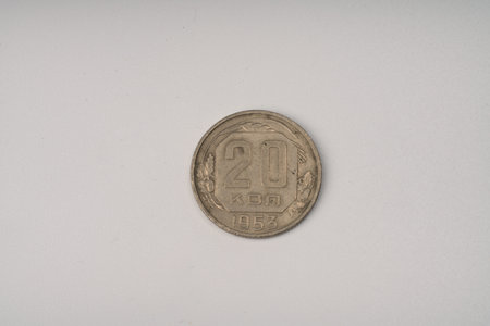 An old Soviet coin of 20 kopecks in 1953 .
