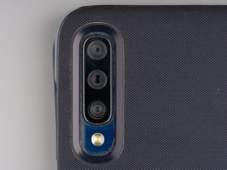 MOSCOW, RUSSIA-February 23, 2022: Cameras on a smartphone closeupのeditorial素材