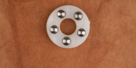 Bearing on a leather background. Closeupの写真素材