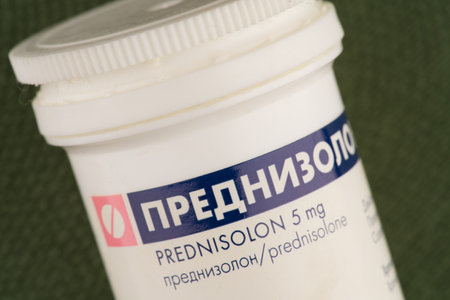 Moscow, Russia-September 15, 2022: A white bottle with anti inflammatory pills. Closeupのeditorial素材