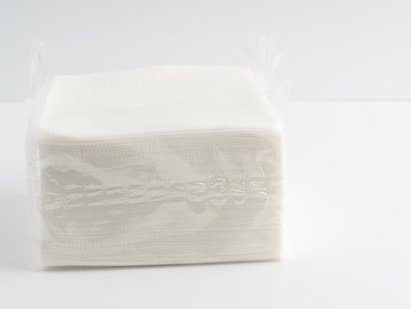 A pack of napkins on a white background. Space for textの写真素材