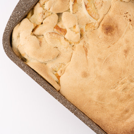 Pie on a white background. view from above. Space for text.の写真素材