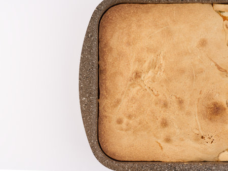 Pie on a white background. view from above. Space for text.の写真素材