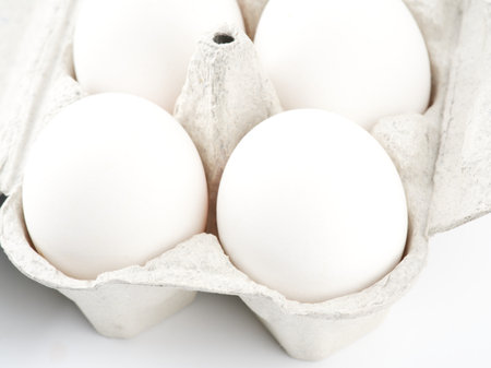 Chicken eggs in a package. Closeupの写真素材