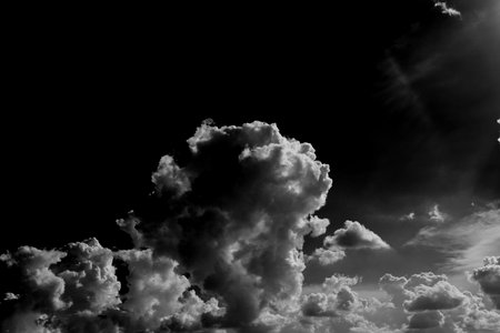 The texture of the sky in black and white. A dramatic pictureの写真素材