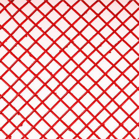 The texture in the form of a red metal mesh on a white background. Closeupの写真素材